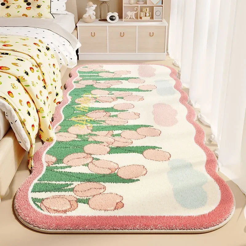 Flower Plush Area Rugs Living Room Bedroom Non Slip Door Mat Ultra Zpaxo Pink 60x120cm