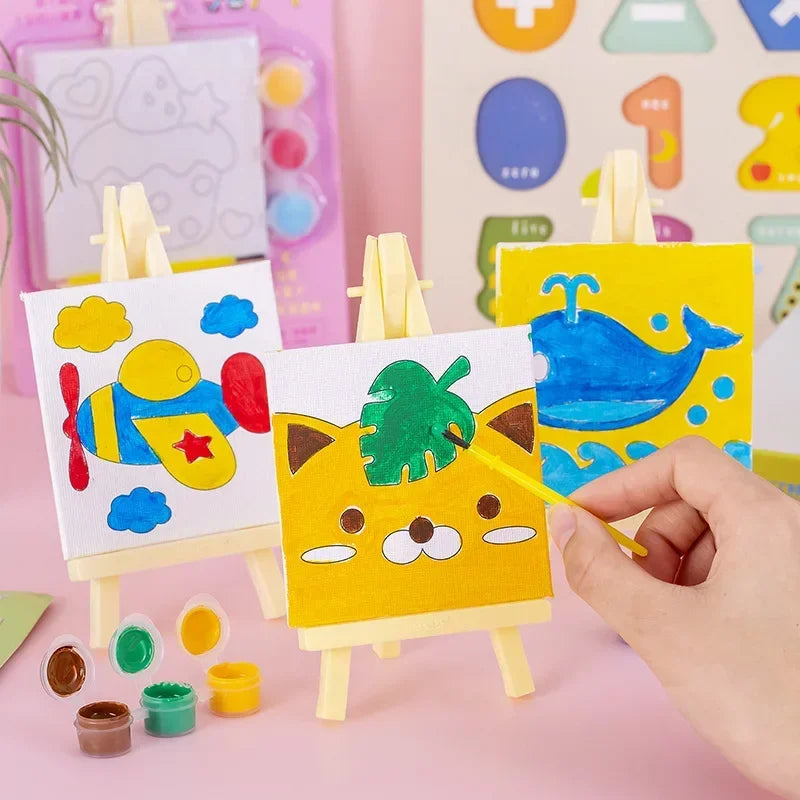 Cartoon DIY Oil Painting Frame Art Graffiti Educational Toy for Kids Birthday Party Favors Kindergarten Rewards Pinata Zpaxo