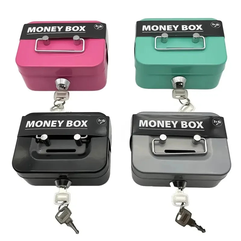 Money Boxes Lockable Keys Portable Made Metal Small Safety Lock