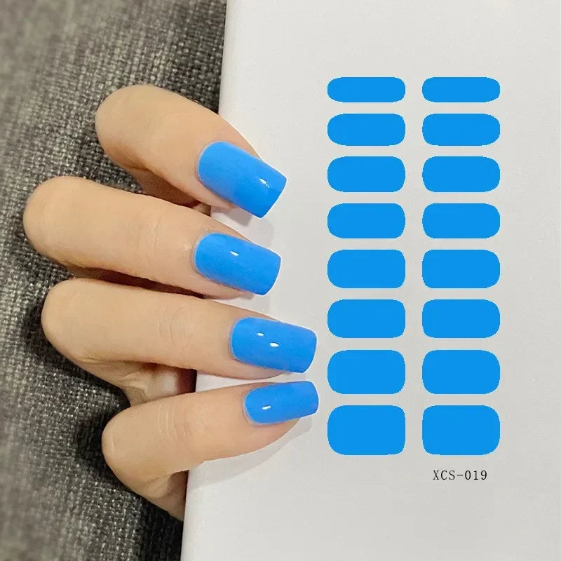 53 Colors Nail Polish Stickers Pure Strips Waterproof Adhesive Full