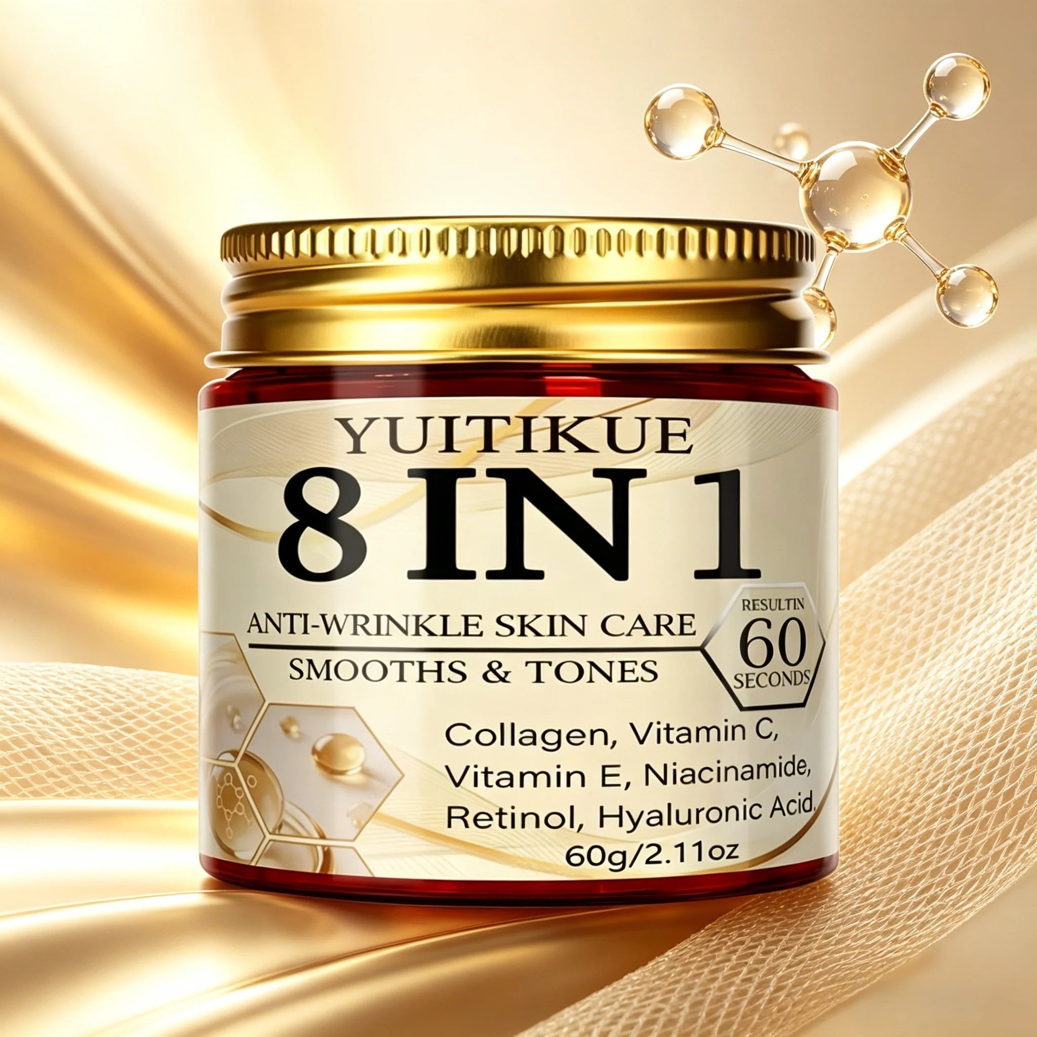 YUITIKUE 8-in-1 Face Cream with Collagen & Retinol 60g Face Moisturizer Cream Zpaxo 1pc