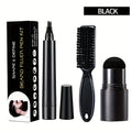 Four-pronged Beard Filler Pen Brush Hairline Eyebrow Powder Stick Zpaxo black