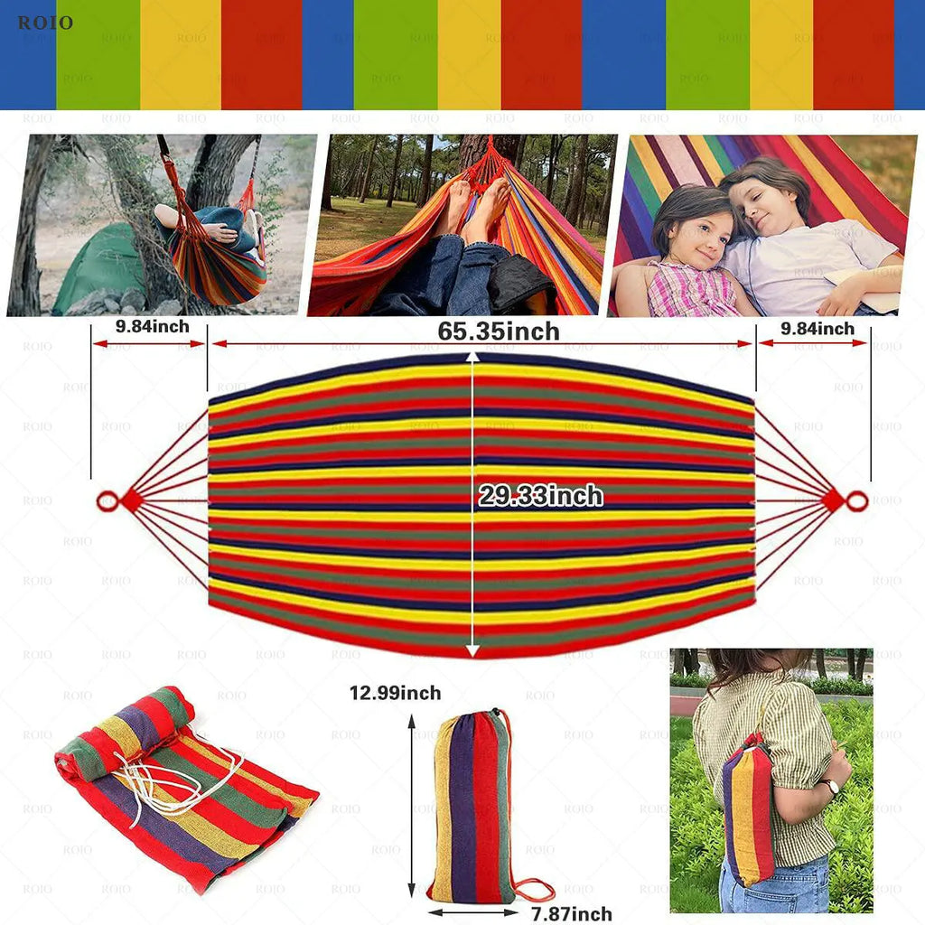 Camping Hammock Thickened Durable Fabric Canvas Single Hammocks Travel Swing Chair Hanging Bed Double Outdoor Hammock with Bag Zpaxo