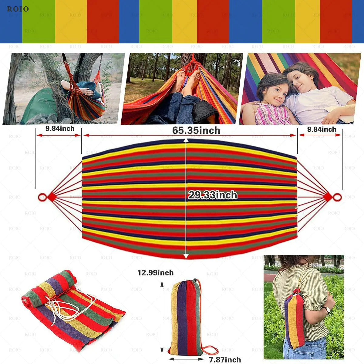Camping Hammock Thickened Durable Fabric Canvas Single Hammocks Travel Swing Chair Hanging Bed Double Outdoor Hammock with Bag Zpaxo