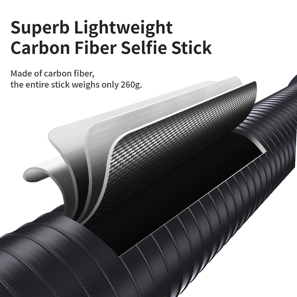 Invisible Selfie Stick Carbon Fiber Extension Pole for Insta360 X5/X4/X3 for DJI OSMO for GoPro Hero Zpaxo