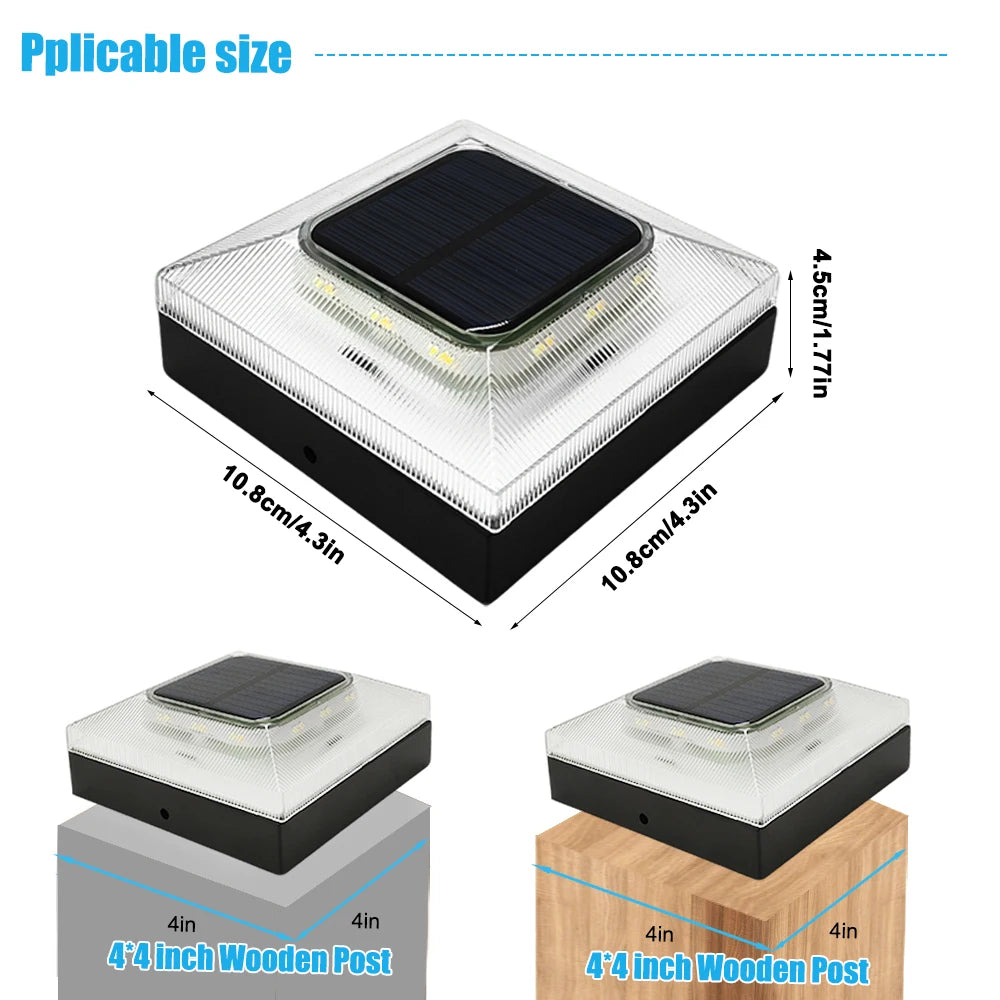 Solar Fench Post Cap Lights 3 Modes Lighting Deck Fence Post Lights Fit 4x4 Wood Vinyl Posts For Patio Porch Decorate Zpaxo