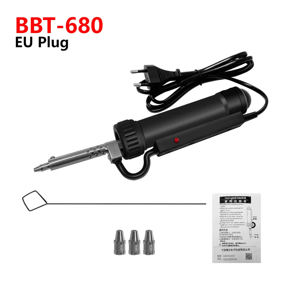 BBT-680 Electric Vacuum Suction Tin Gun Powerful Desoldering Pump 30W Hand Welding Tools Removal Soldering Sucker Pen Desolder Zpaxo BBT-680 EU Plug