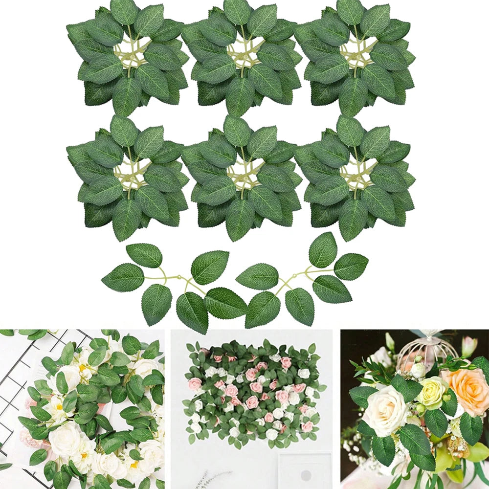10/15/20/25/30/50/80/100Pcs Artificial Rose Leaves Fake Leaves for Roses Decorations Faux Silk Green Leaves for Wedding Bouquets Zpaxo