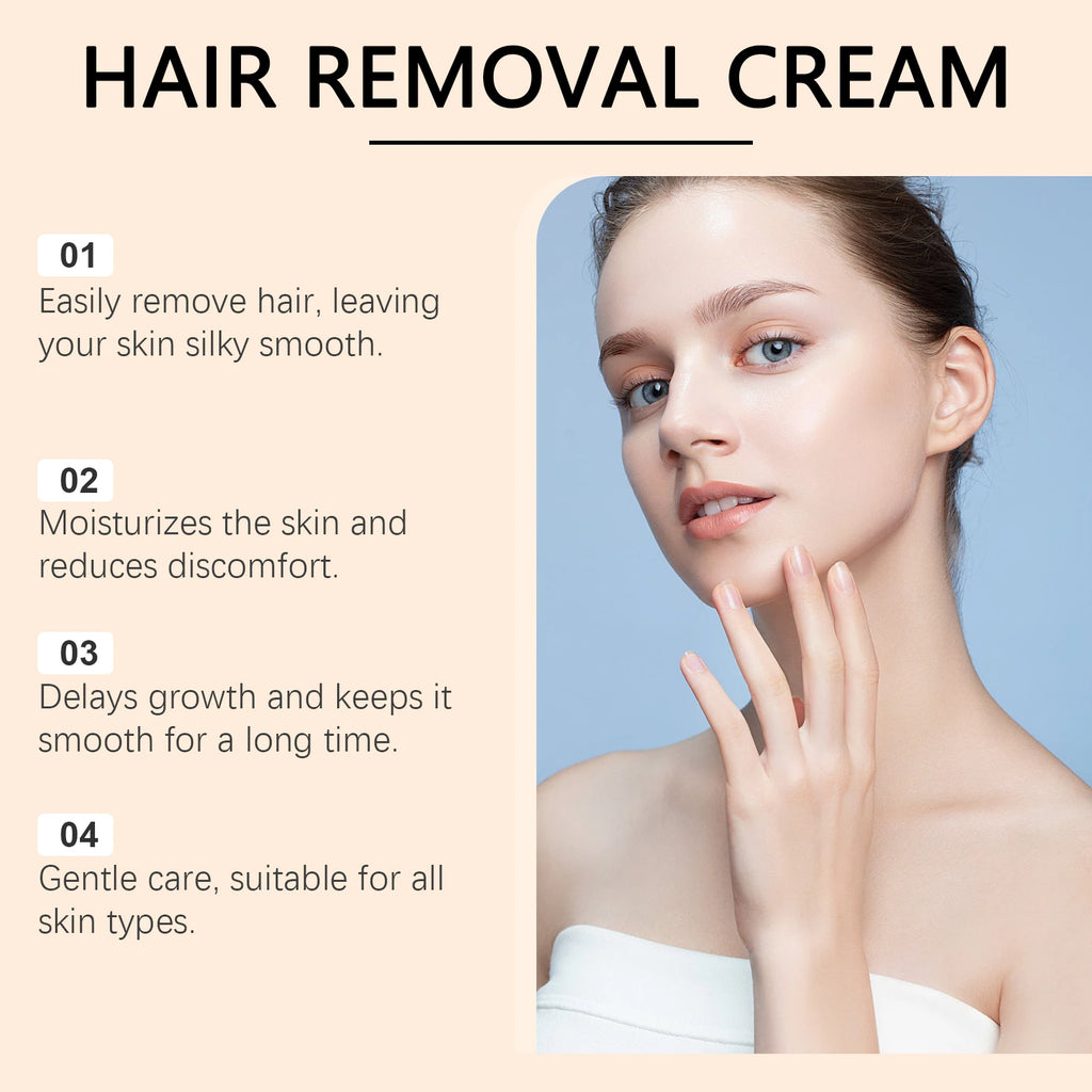 Hair Removal Cream for Face & Body Painless Depilatory Cream Smooth Skin Hair Remover Growth Inhibitor for Underarms Legs Arms Zpaxo