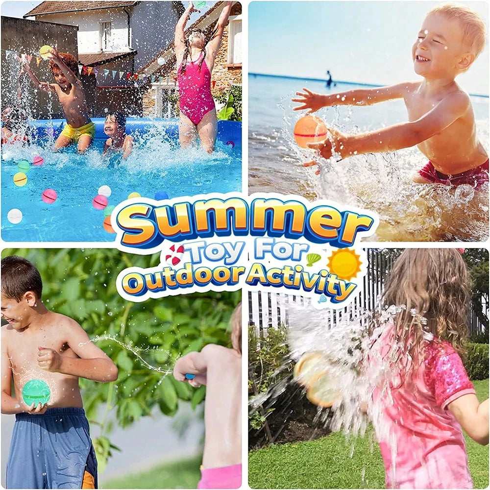1- Reusable Water Balls Self-seal Fast Inflating Silicone Summer Pool
