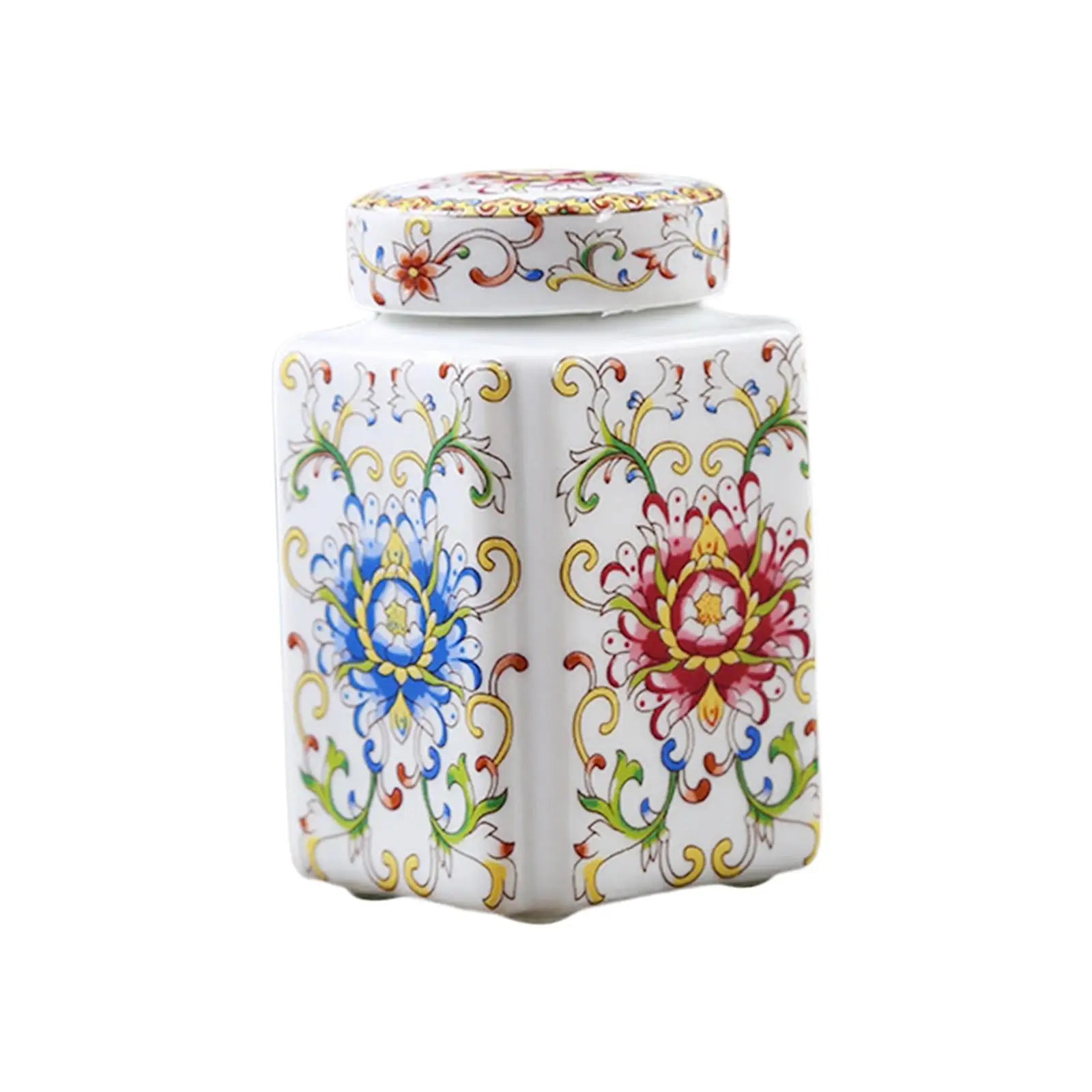 Chinese Porcelain Ginger Jar – Ceramic Temple Vase with Lid Decorative Ceramic Jar Zpaxo Multicolor