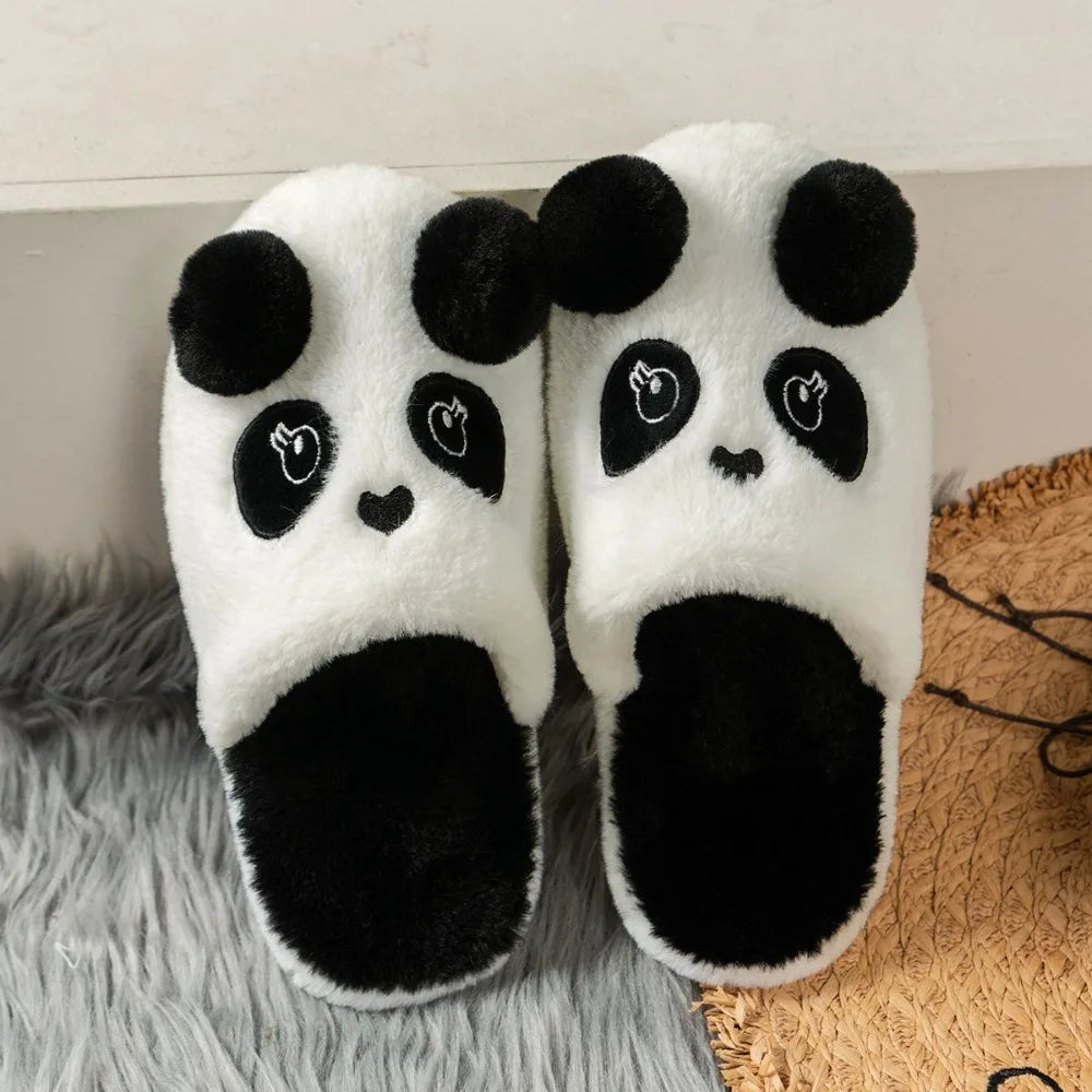 2025 Women's Cotton Slippers Winter Cartoon Panda Plush Indoor Anti
