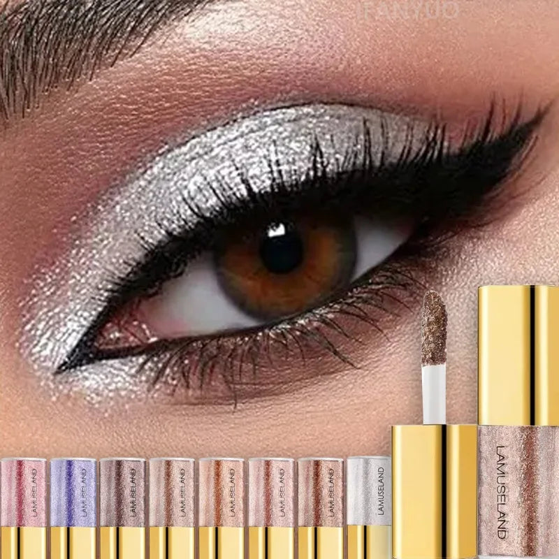 Pearly Liquid Eyeshadow Natural Smokey Silver Shimmer Glitter Diamond