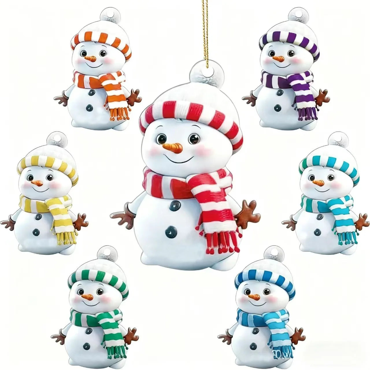 Acrylic Rainbow Snowman Christmas Ornament Pendant | Holiday