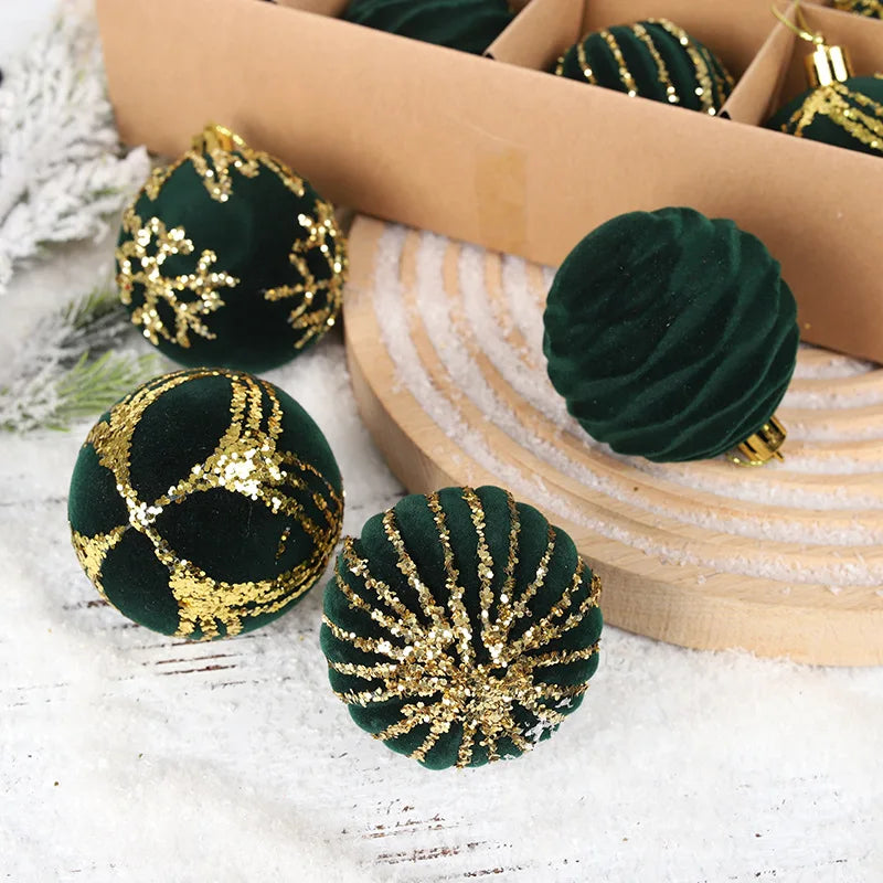 16-Pack Velvet Flocked Christmas Ball Ornaments – Red & Green 6cm