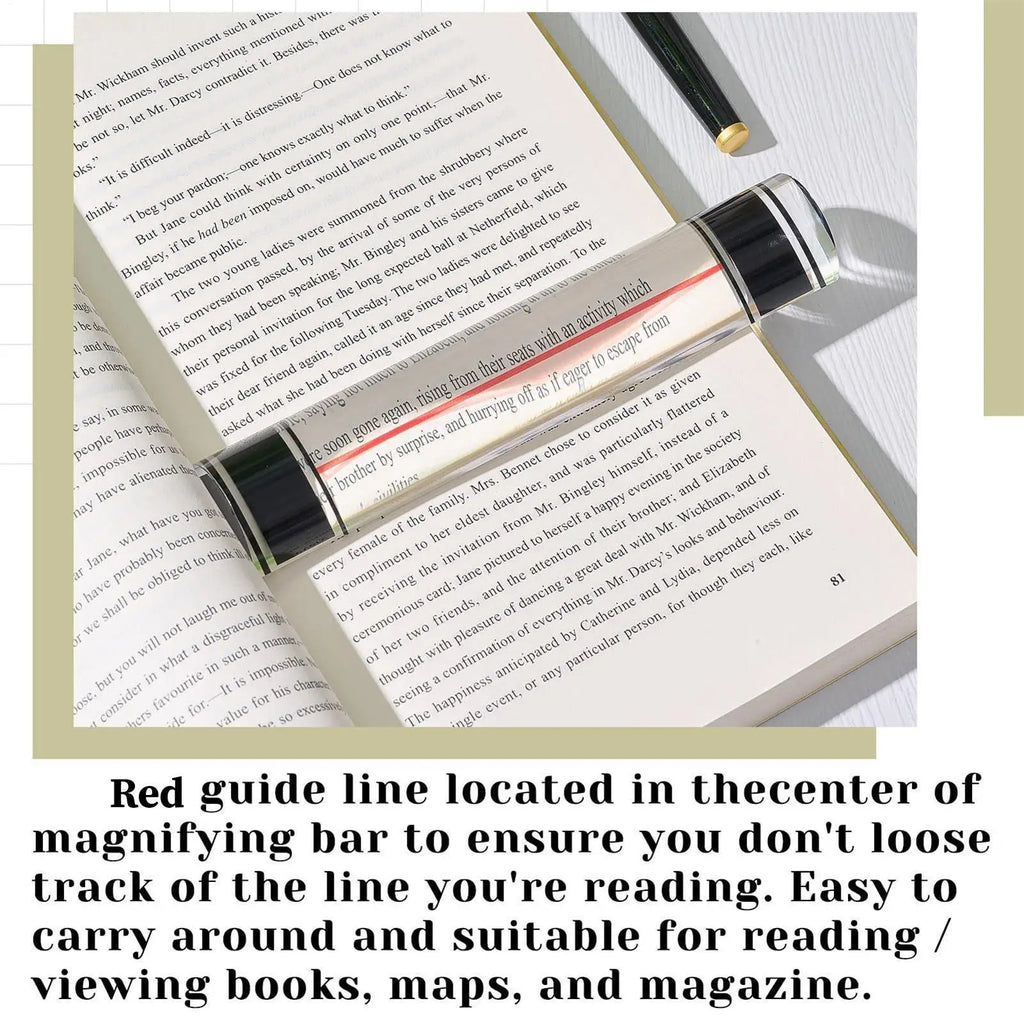 Magnifier Ruler with Sliding Markers Precise Guide Book Page Reading Magnifier for Small Prints Bible Document Newspaper Zpaxo