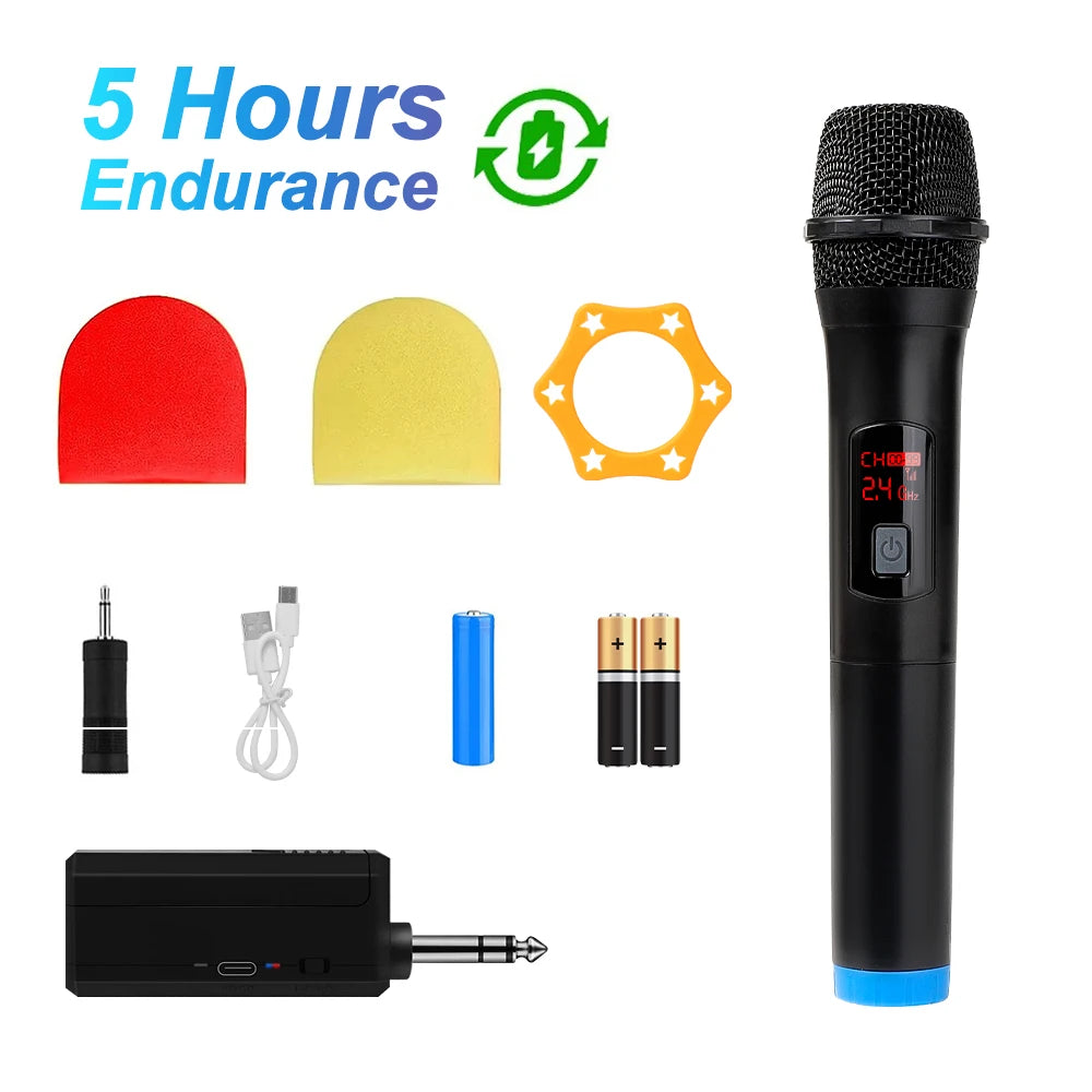 Wireless Microphone 2 Channels VHF Fixed Frequency Handheld Mic