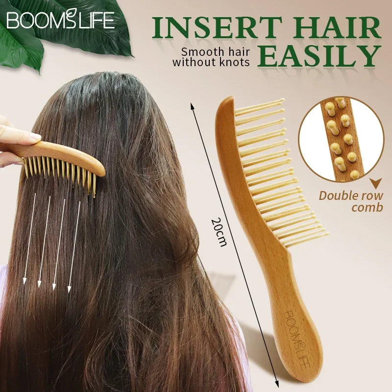 BOOMSLIFE Wide Tooth Wood Comb – Anti-Static & Scalp Massage Wood Hair Comb Zpaxo