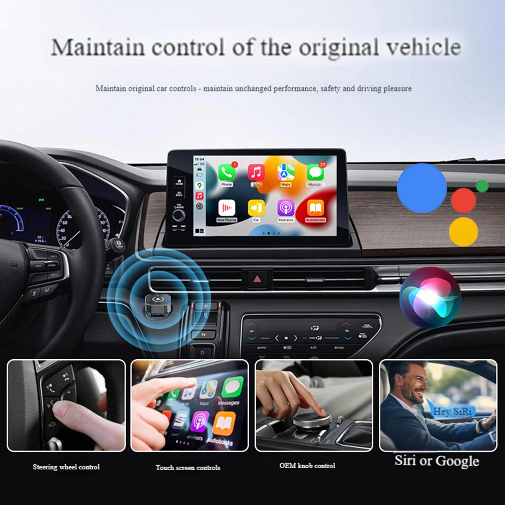 1 Wireless Carplay Android Auto Adapter AI Box Convert Wired Connect