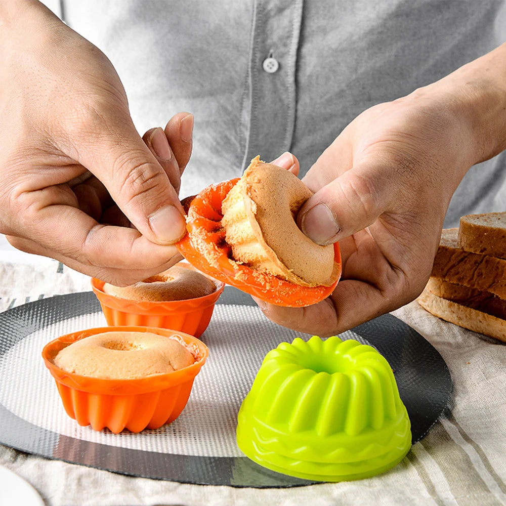 6Pcs Silicone Cake Molds Muffin Cake Cups Egg Tart Cupcake Dessert Baking Mold Bakeware Tools Color Random Zpaxo