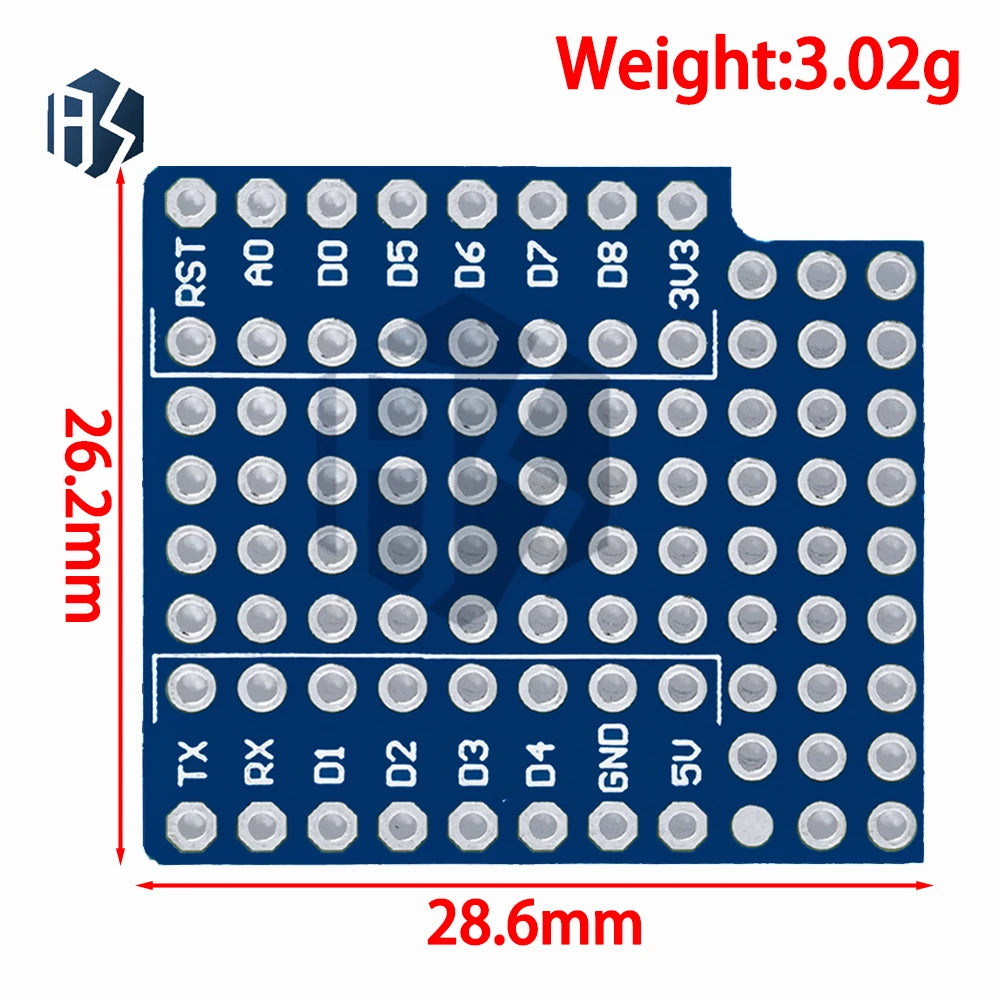 for WeMos D1 Mini Double-Sided Perfboard ProtoBoard Shield - Triple-Layer Stackable Design for Arduino or ESP8266 Zpaxo
