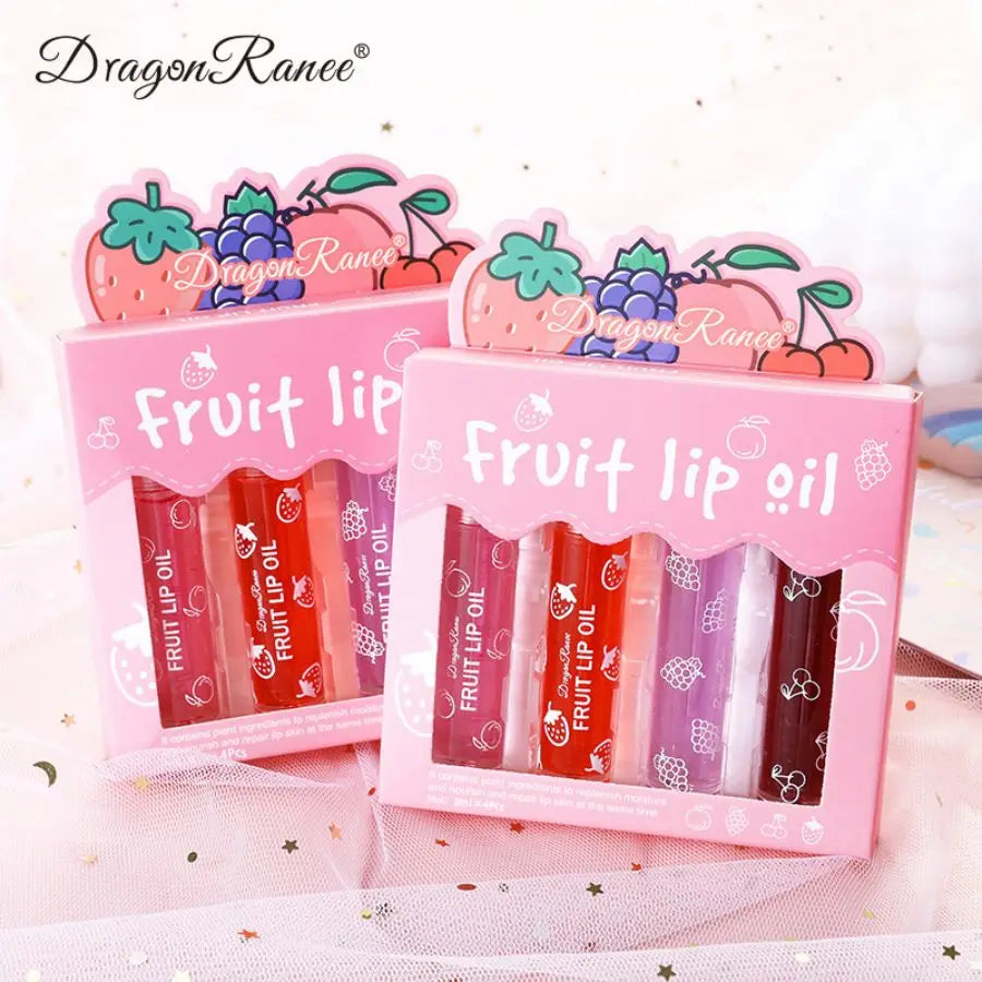 Rolling Bead Lip Oil Set of Four Moisturizing Lotion, Hydrating Roller Ball Mouth Oil, Anti-Drying, Colorless and Transparent Zpaxo