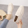 Women's Slip-on Flat Leisure Shoes 2026 British Retro Low Heel Zpaxo Beige 39