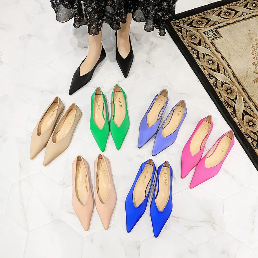 Flat Shoes for Women Spring and Autumn 2025 New Fashion Sweet Silk Shallow Mouth Pointed Toe Ladies Shoes Loafers Women Zpaxo