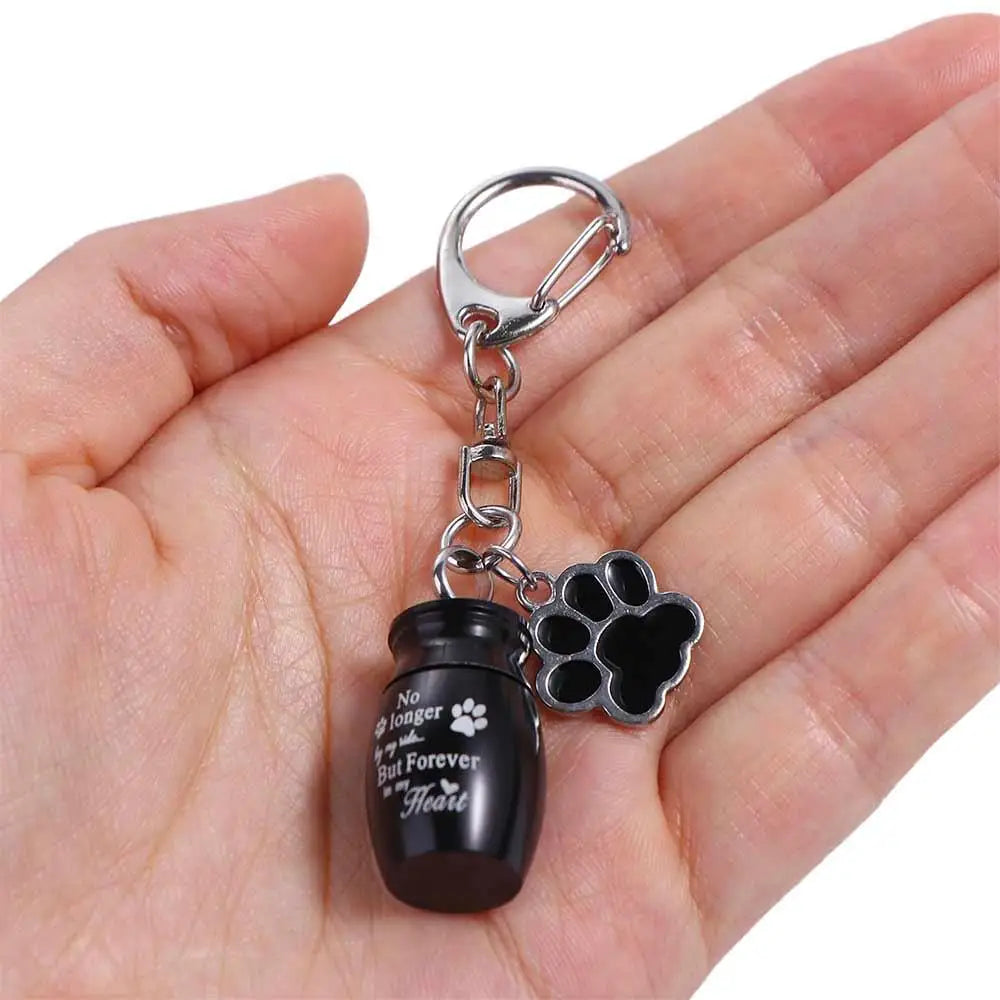 Paw Print Pet Urns Keychain Stainless Steel Dog Cat Ashes Keepsake Zpaxo
