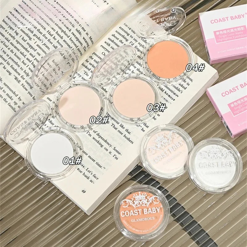 Single Matte Highlighter Palette White Beige Face Nose Brightening Contour Makeup Eye Shadow Lying Silkworm Rouge Powder Palette Zpaxo