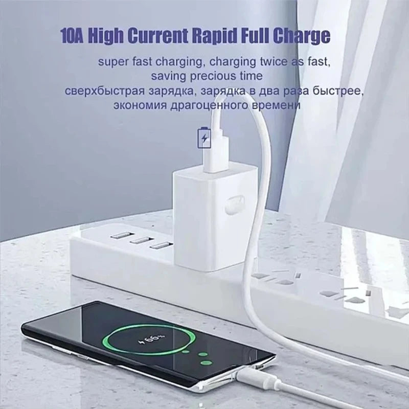 QCMAX 1-3PCS 10A 100W Type C Super Fast Charging Cable Data Cord For Huawei OPPO vivo iQoo Quick Charing USB C Cables Zpaxo