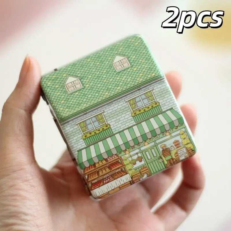 Metal Storage Box Mini Vintage Organizer House-shaped Can Candy Zpaxo A6