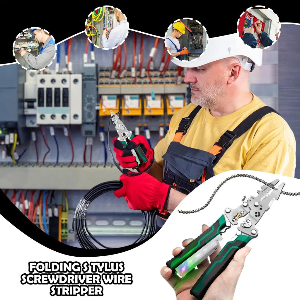 8 in 1 Wire Stripper Twister Wire Stripper Tools AC DC Detector Hand Tool for Automotive School Science Projects Lighting Zpaxo