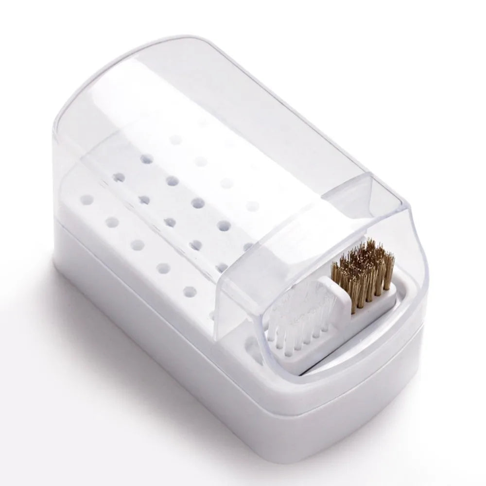 New 30 Holes Nail Drill Bits Organizer Box Acrylic Nail Salon Nail Art Display Stand Nail Art Drill Bit Holder Home Nail Art Zpaxo White