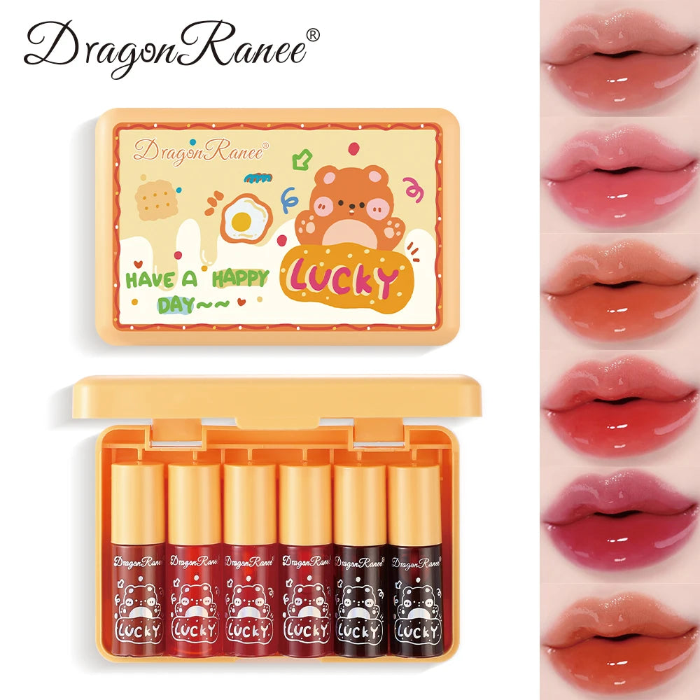 6Pcs/Set Lip Glaze Set Box with Mirror-Like Finish, Moisturizing, Non-Greasy, Waterproof, Sweat-Proof, Holiday Gift Lip Glaze Set Box Zpaxo Dr179