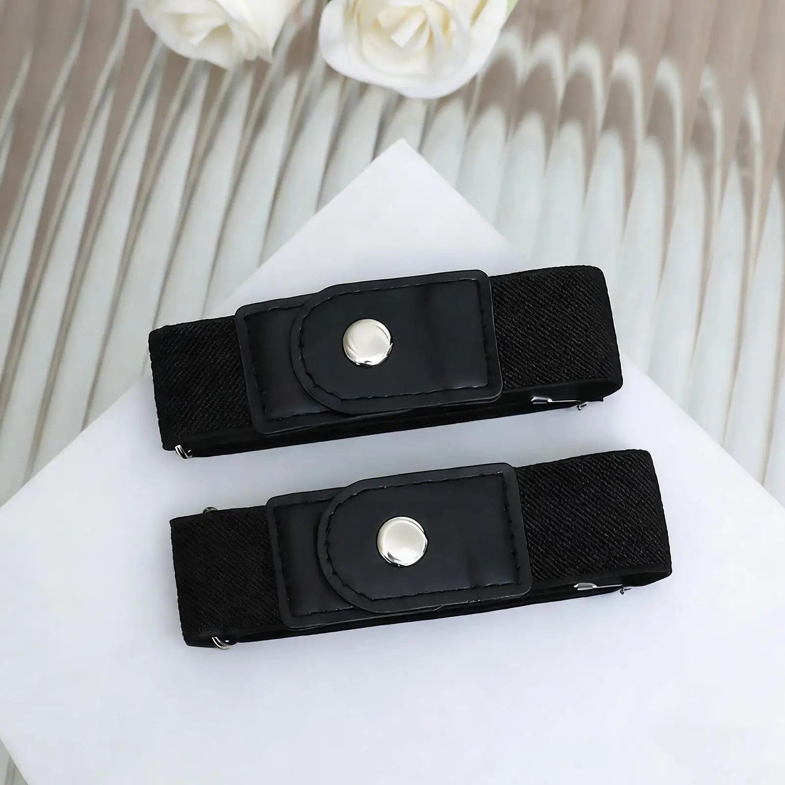 1 Pair No Buckle Elastic Belt Stretchable Adjustable Waistband Women