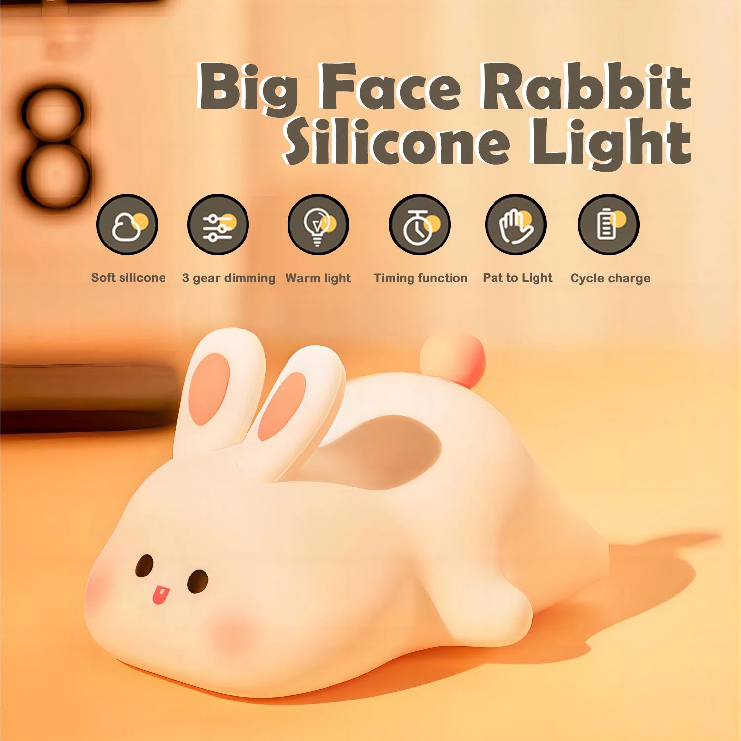 Novelty Animal Silicone Night Light Fox Rabbit Nursery Nightlight Rechargeable Timing Touch Sensor Bedside Table Lamp For Room Zpaxo