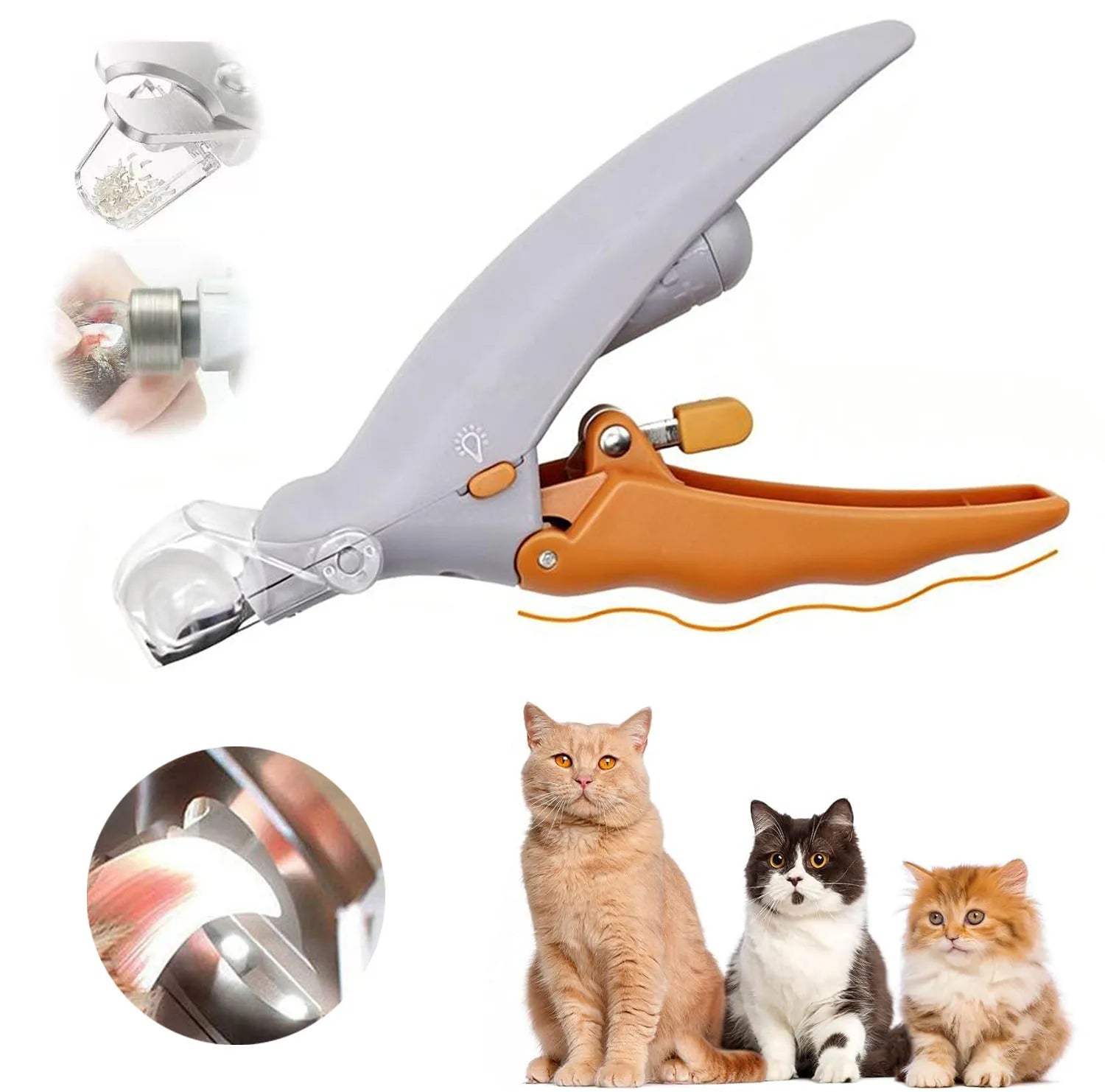 Dog Cat Pet Nail Clipper LED Light 2-in-1 Illuminated Safety Lock Catcher Cap Dogs Safe and Easy-to-Use Pet Grooming Kit Tool Zpaxo