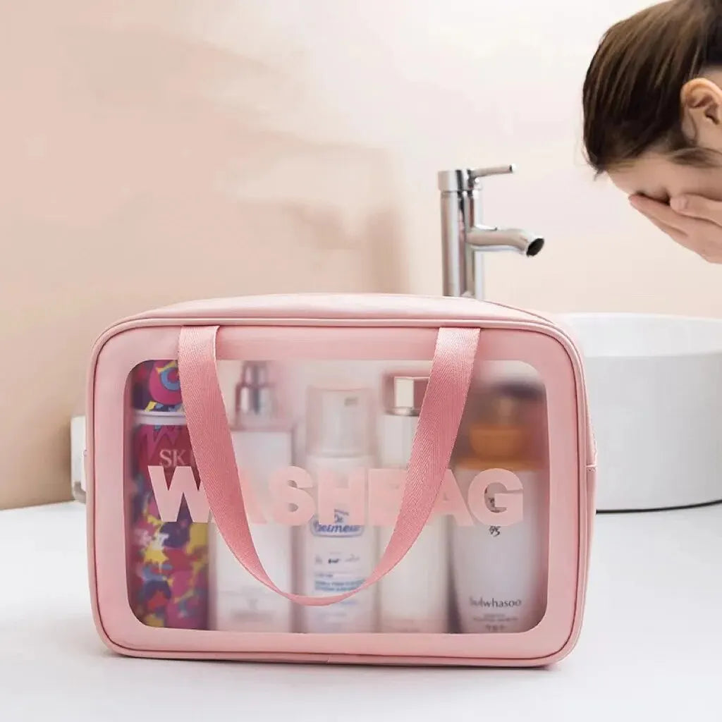 Pu Frosted Clear Makeup Box Waterproof Travel Toiletry Bag Large Capacity Portable Bath Storage Bag Children's Lunch Bag Zpaxo