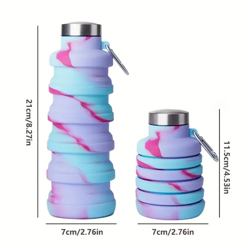 Collapsible Water Bottles Portable Leak-proof Travel Bottle Carabiner Zpaxo