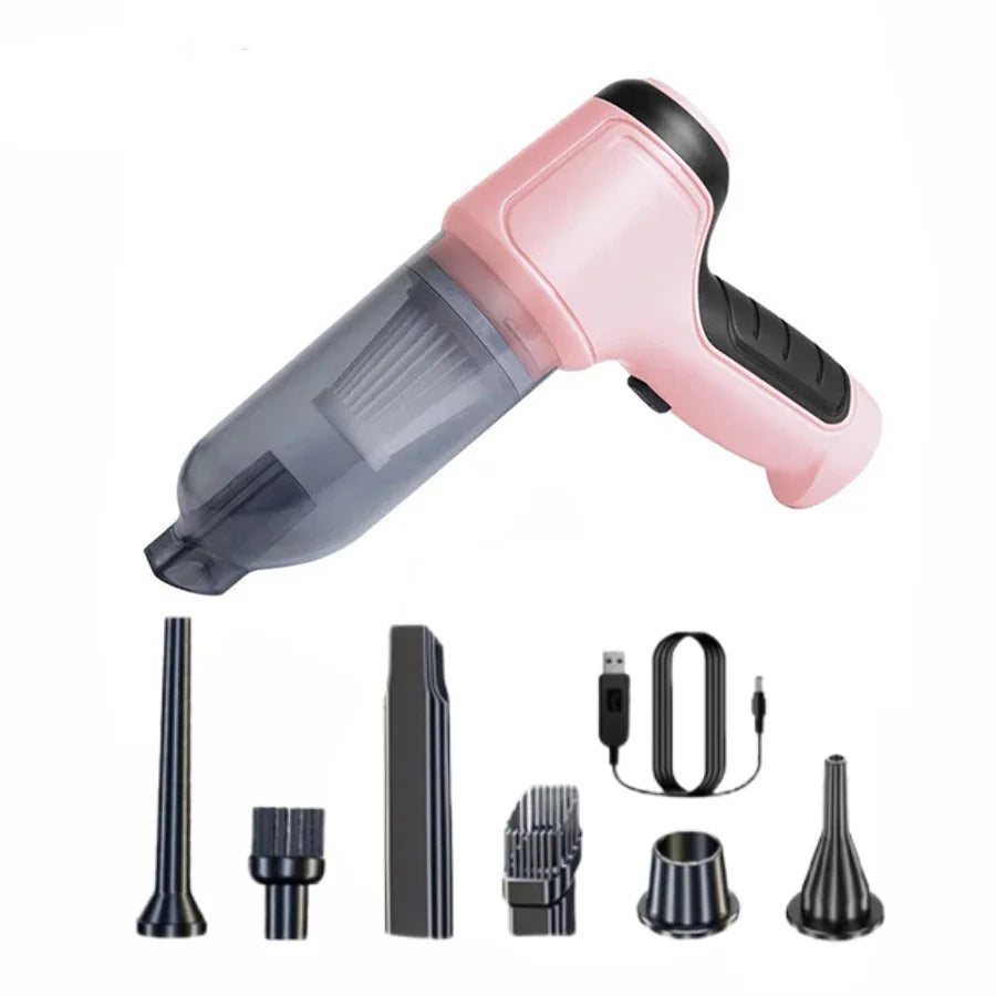 Car Vacuum Cleaner Strong Suction 95000Pa Portable Wireless Vacuum Cleaner Cleaning Machine Handheld Powerful Blower for Home Zpaxo PINK