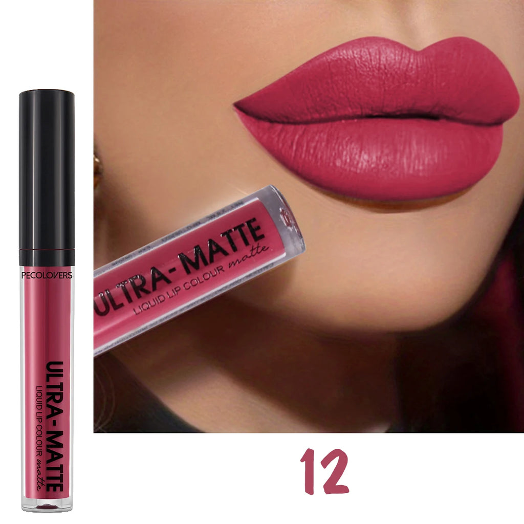 Matte Liquid Lipstick Waterproof Long Lasting Velvet Mate Nude Brown Red Lip Gloss Lint Tube Makeup Cosmetic Lipsticks Lipgloss Zpaxo 12