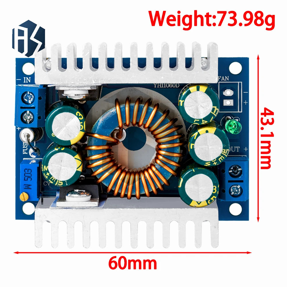 12A High Current Car DC-DC Buck Converter, 95% High Efficiency Low Ripple Step-Down Power Supply Module Zpaxo