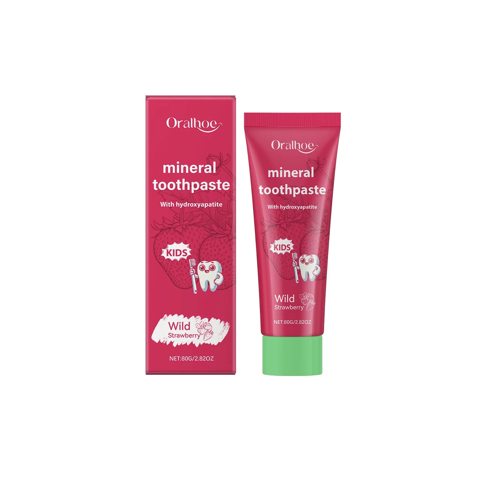 Oralhoe Strawberry Kids Toothpaste – Whitening & Enamel Care Kids Toothpaste Zpaxo 80g boxed