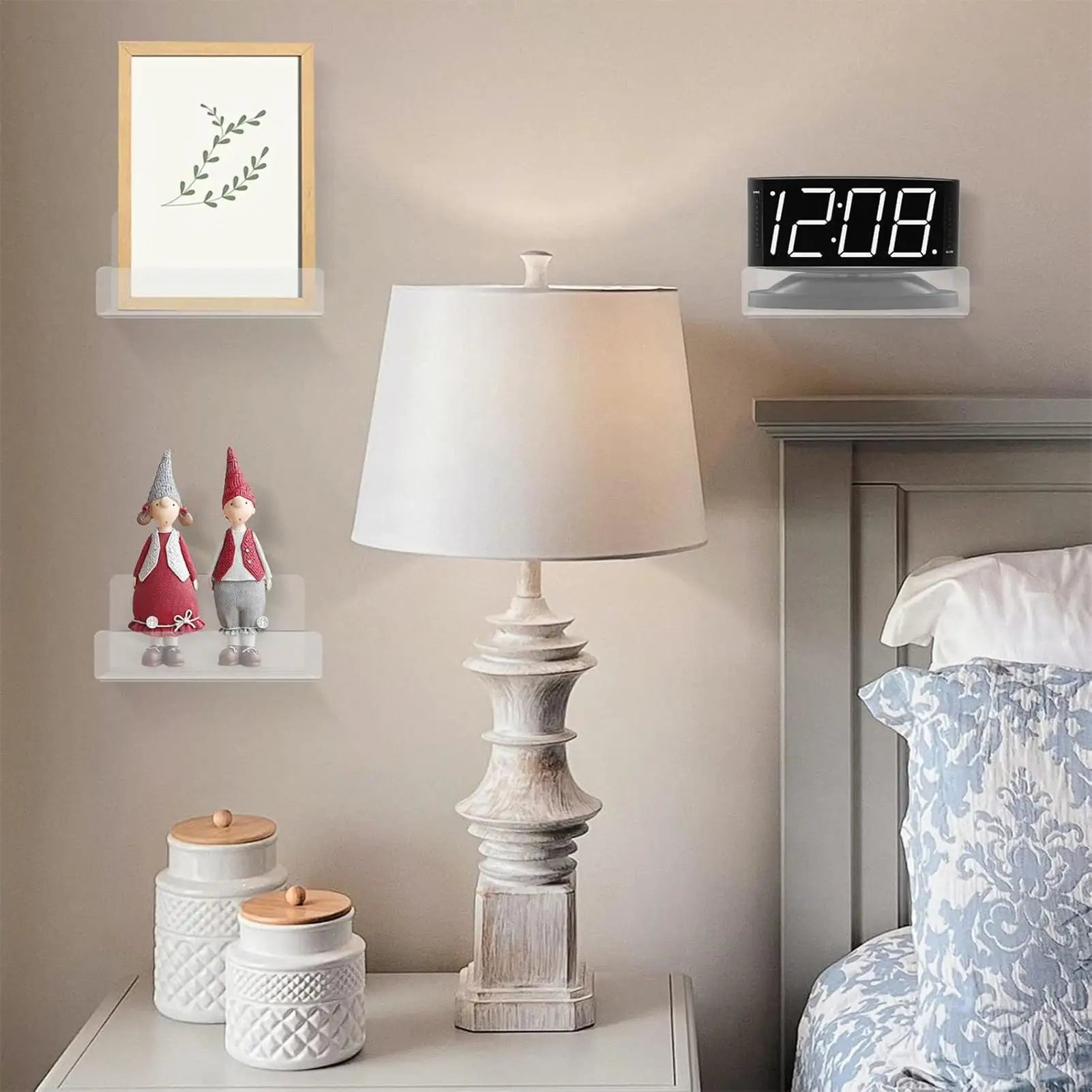 Acrylic Floating Shelves 3 Display Rack Bathroom Makeup Renters