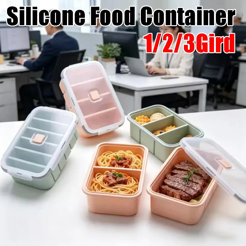 Large Capacity Multi Compartment Silicone Food Container Bento Box