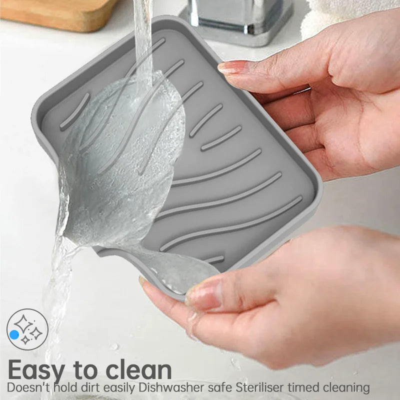Silicone Faucet Drain Pad Sink Dish Soap Anti-slip Tray Kitchen Mat