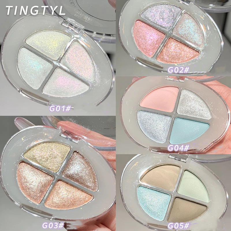 4-Color Pearlescent Highlighters Chameleon Polarized Glitter Diamond