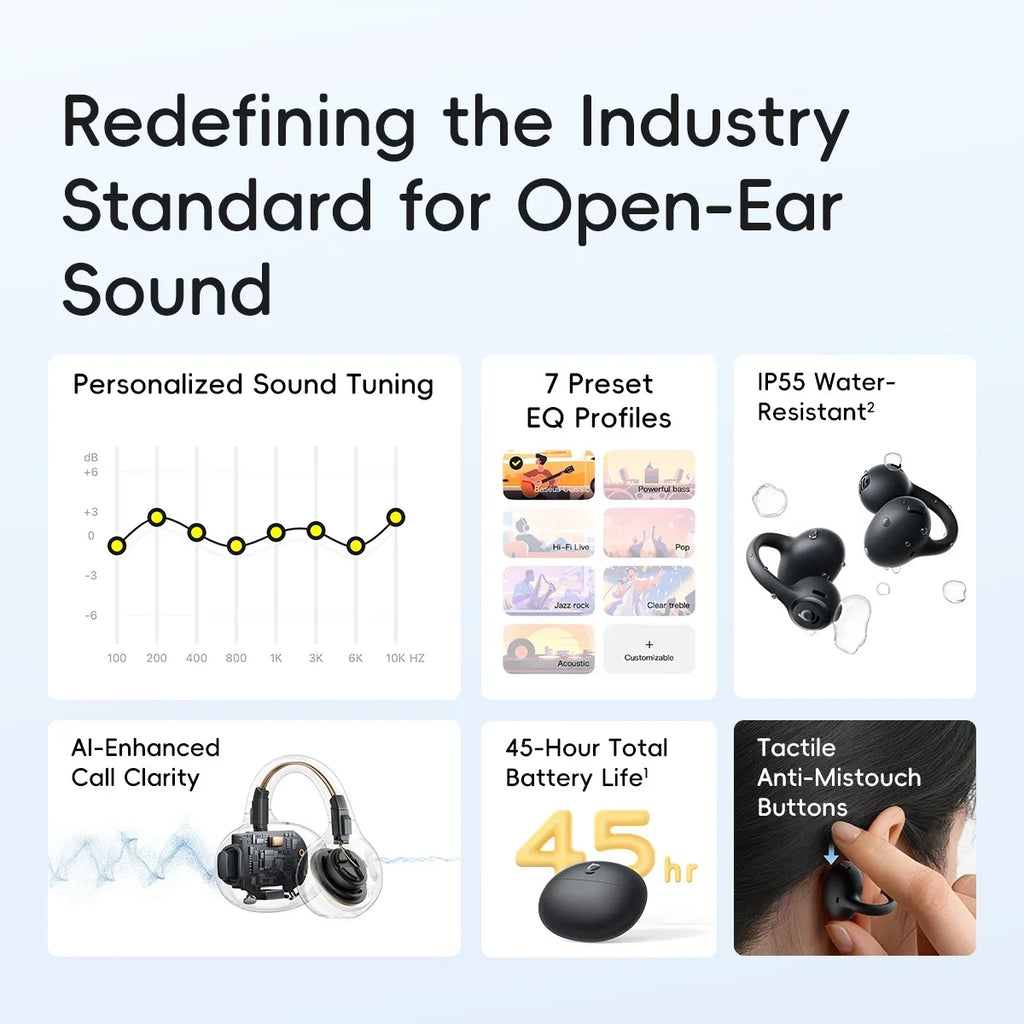 Baseus Bass BC1 Lite Open Ear Earbuds Clip-on Headphones Open-ring