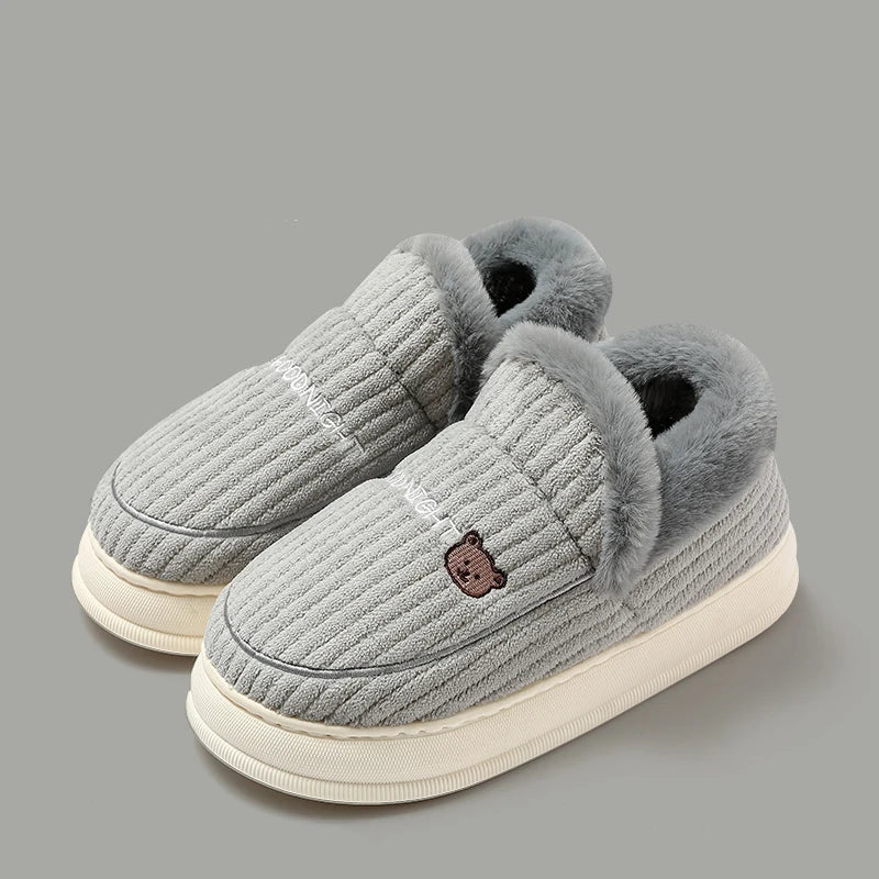 Soft Sole Slippers Women Winter Fashion Fur Fuzzy Plush Men Warm